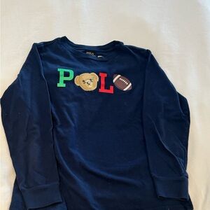 Polo by Ralph Lauren Kids Long Sleeve Shirt - Navy with Bear and Football